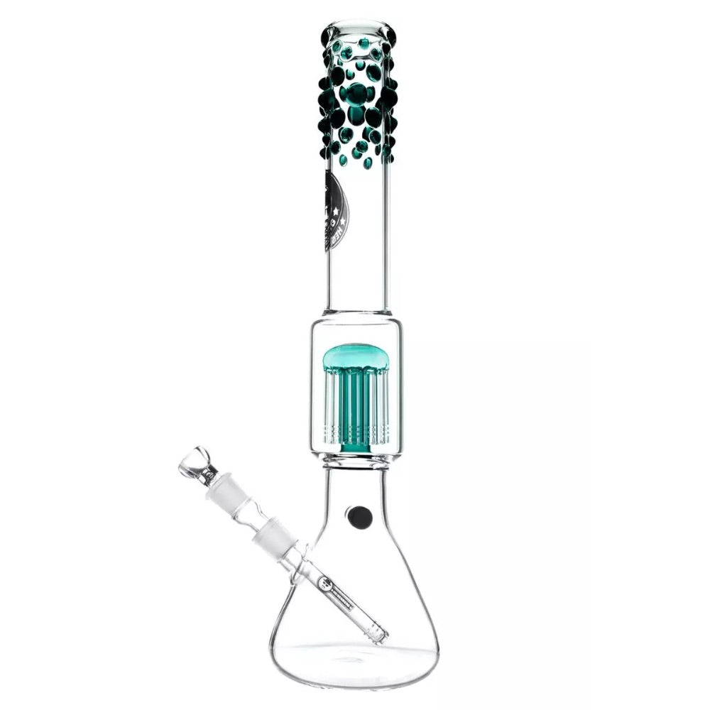 Heisenberg Beaker Bubble 12-Arm Tree Perc Bong | Dark Green | side view