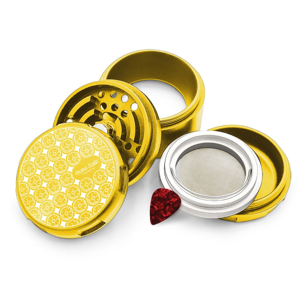 Bake Sale 5-Part 75 Frosted Aircraft Grade Aluminum Grinder | Donut Pattern | Gold