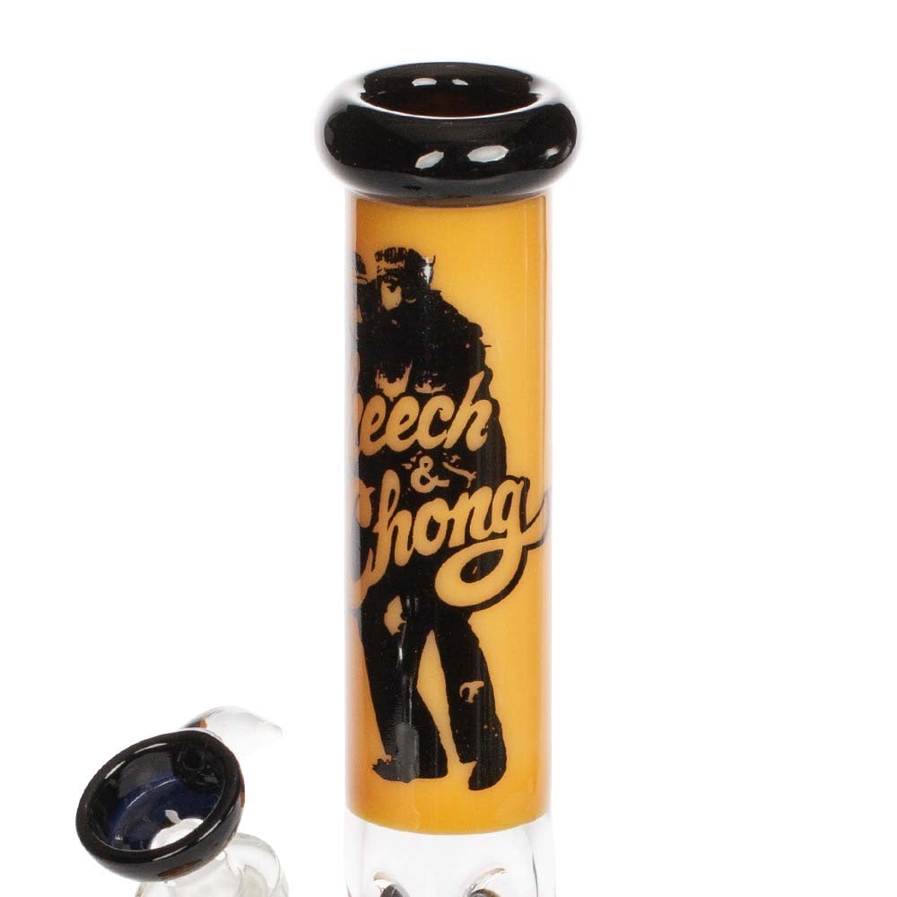 Grace Glass Cheech & Chong Peace Straight Tube Bong | Amber | stem view