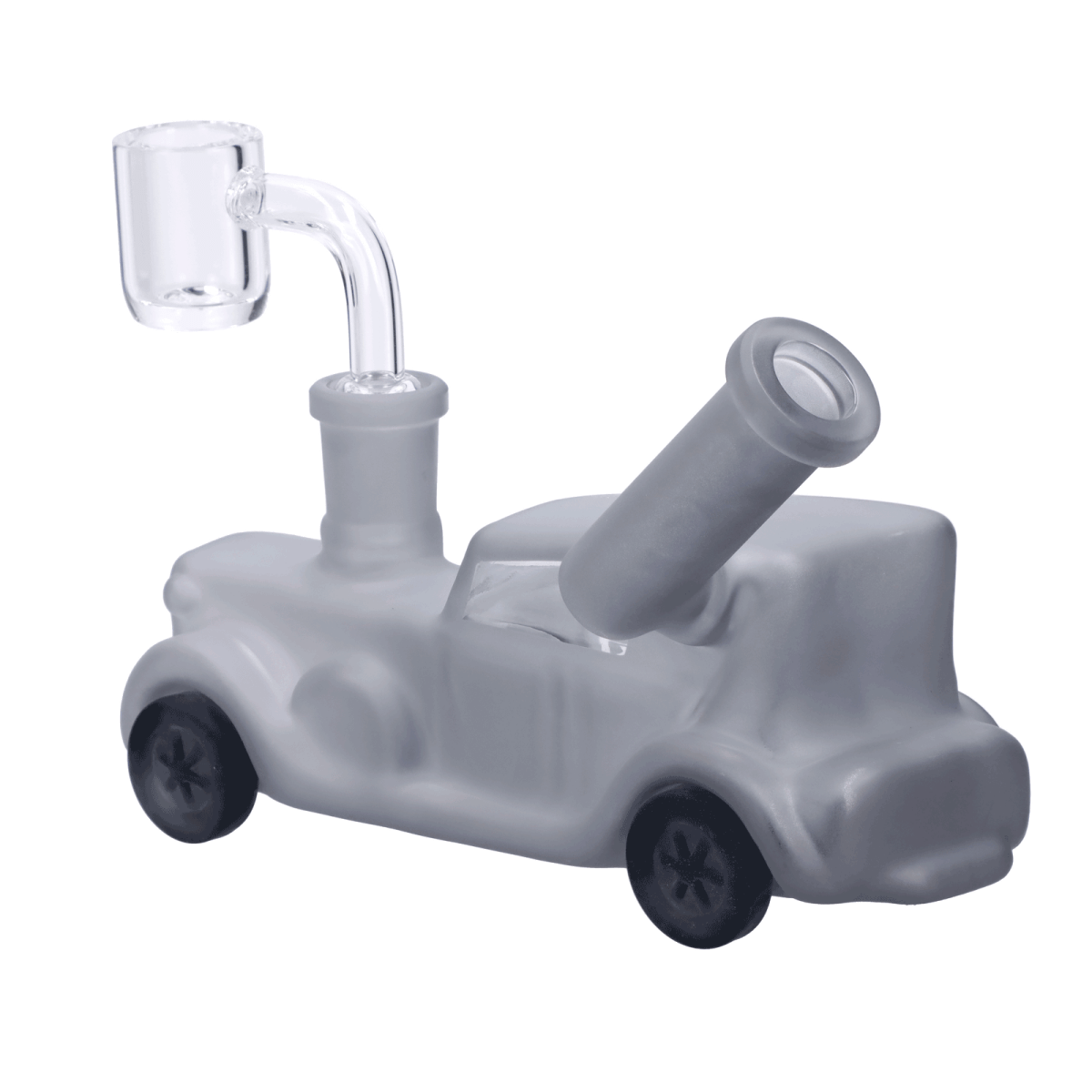 Front view of the Mobster Car Bong, a sculptural glass water pipe shaped like a classic car.