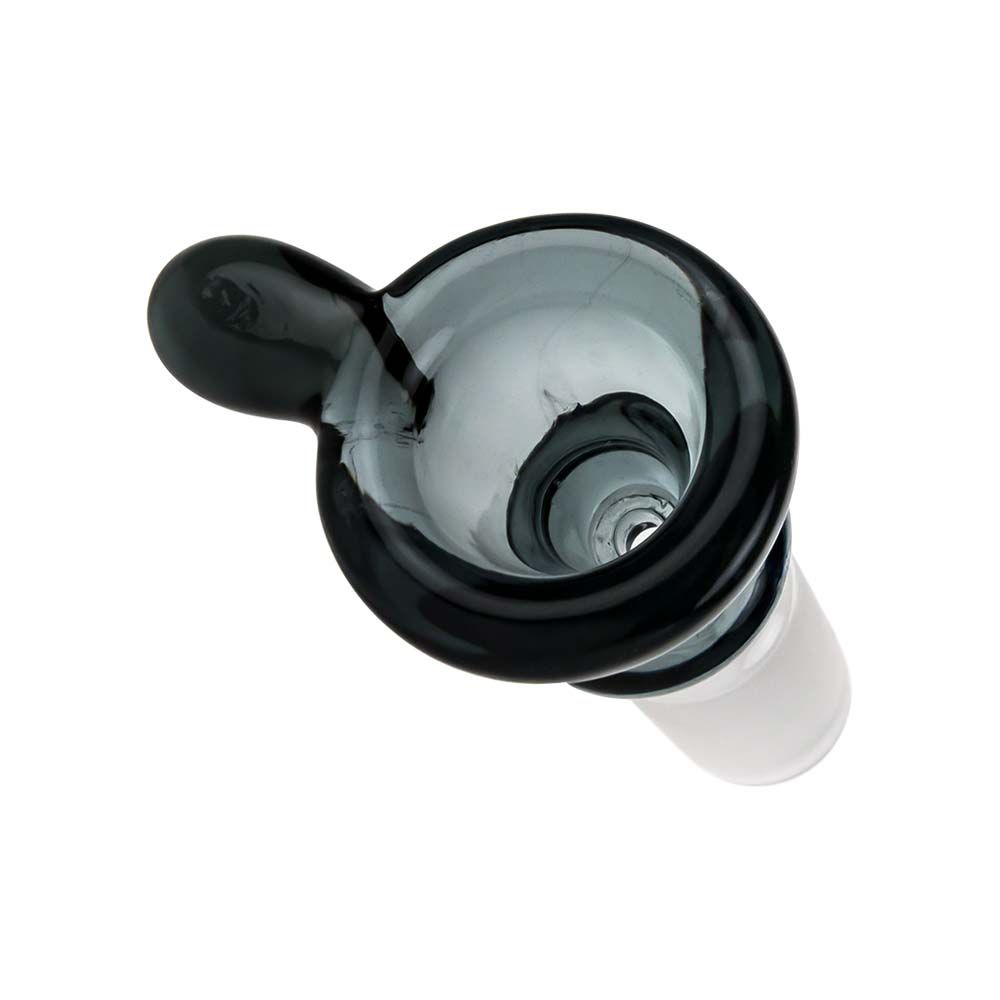 Curved Glass Herb Bowl with Handle | Male Joint | Transparent Black | Top view