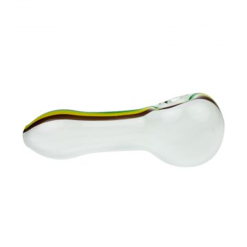 G-Spot Glass Spoon Pipe - White Rasta - Side view 1