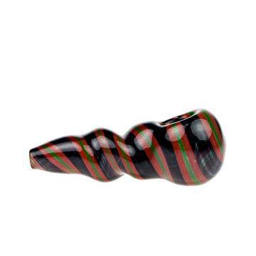 G-Spot Glass Spoon Pipe - Rasta Stripes - Side view 1
