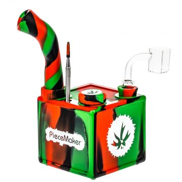 PieceMaker Kube Silicone Dab Rig | Green/Black/Red