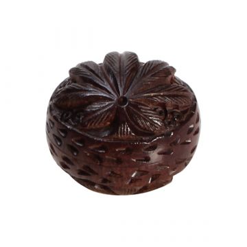 Rosewood Herb Grinder - Walnut-Shaped - Carved Pot Leaf  - 2-part - 35mm wide