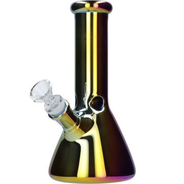 Famous X 8 Inch Fumed Glass Beaker Ice Bong | Prism | side view 1