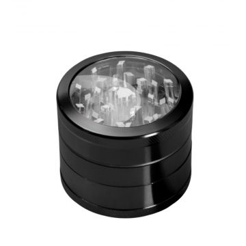 Aluminum 62mm Herb Grinder with Pollen Screen and Magnetic Window Lid | Black