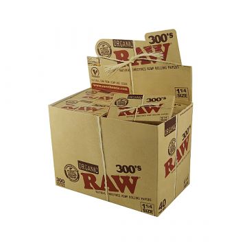 RAW Organic 300's - Regular Size Slim Hemp Rolling Papers - Single Pack