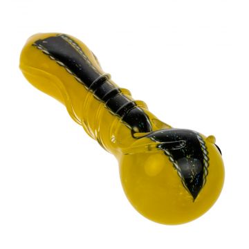 Glasscity Yellow Decorative Glass Spoon Pipe with Dichro stripe | 5 Inch 