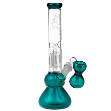 Black Leaf 4-arm Perc Bong with Ash Catcher | Emerald Green - Side View 1