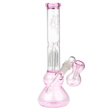 Black Leaf 4-arm Perc Bong with Ash Catcher | Pink - Side View 1