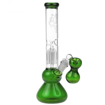 Black Leaf 4-arm Perc Bong with Ash Catcher | Green - Side View 1