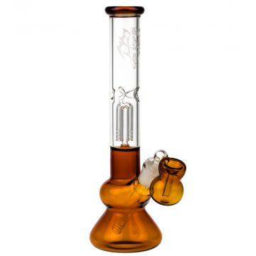 Black Leaf 3-arm Perc Bong with Ash Catcher | Amber - Side View 1