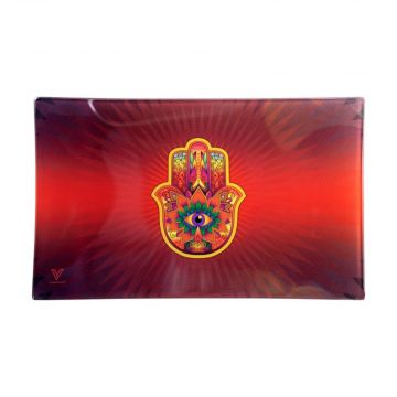 V Syndicate Large Glass Rolling Tray | Hamsa Hand