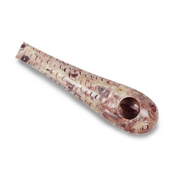 Stone Hand Pipe - Carved Soapstone Fish