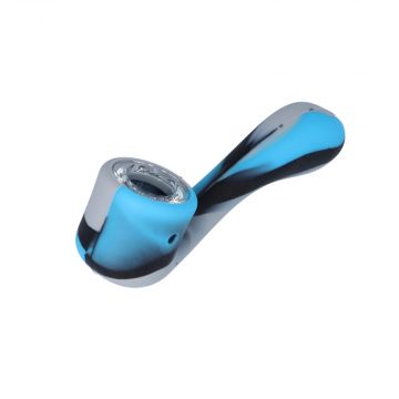 Silicone Sherlock Hand Pipe with Insert Glass Bowl | Black/Blue/Grey