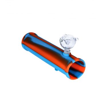 Silicone Shotgun with Glass Bowl | Random Color | Red/Blue - side view 1