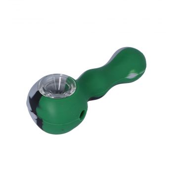 Silicone Spoon Pipe with Glass Bowl - Carb Hole on Left Side of Bowl