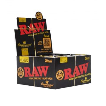 RAW Black Connoisseur with Tips | King Size Slim | Box of 24 Packs