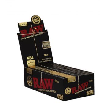 RAW Classic Black Single Wide Double Window Rolling Papers | Box
