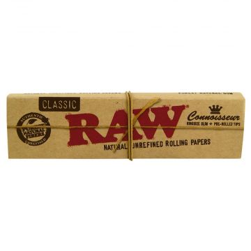 RAW Connoisseur King Size Slim Rolling Papers with Pre-Rolled Filter Tips | Single Pack