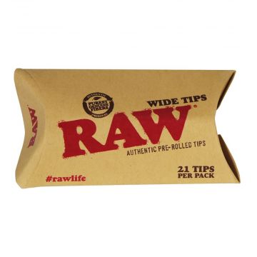 RAW Wide Pre-Rolled Filter Tips | Pack of 21