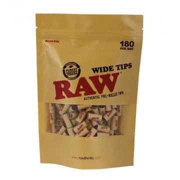 RAW Wide Pre-Rolled Filter Tips | Bag of 180