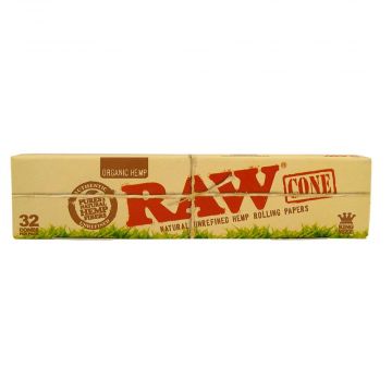 RAW Organic King Size Pre-Rolled Hemp Paper Cone| Pack of 32