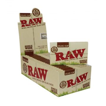 RAW Organic Single Wide Double Window Hemp Rolling Papers | Box