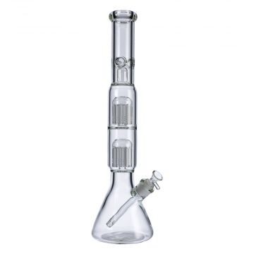 Beaker Base Ice Bong with Double Tree Perc | 19 Inch | side view 1