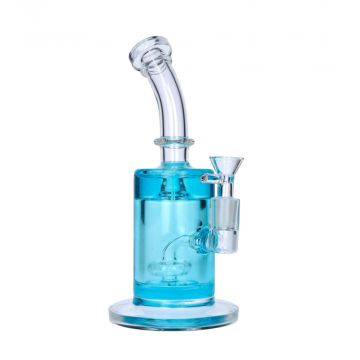 Glass Glycerine Bubbler with Showerhead Percolator | Blue - Side View 1