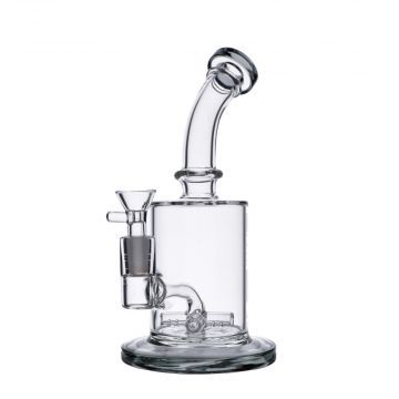 Glass Bubbler with Slitted Cross Perc | Transparent Black | side view 1
