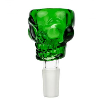 Colored Glass Skull Bowl | Large | Green | 14.5mm