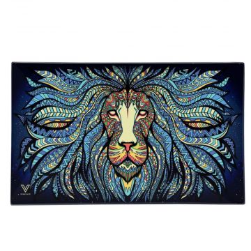 V Syndicate Large Glass Rolling Tray | Tribal Lion